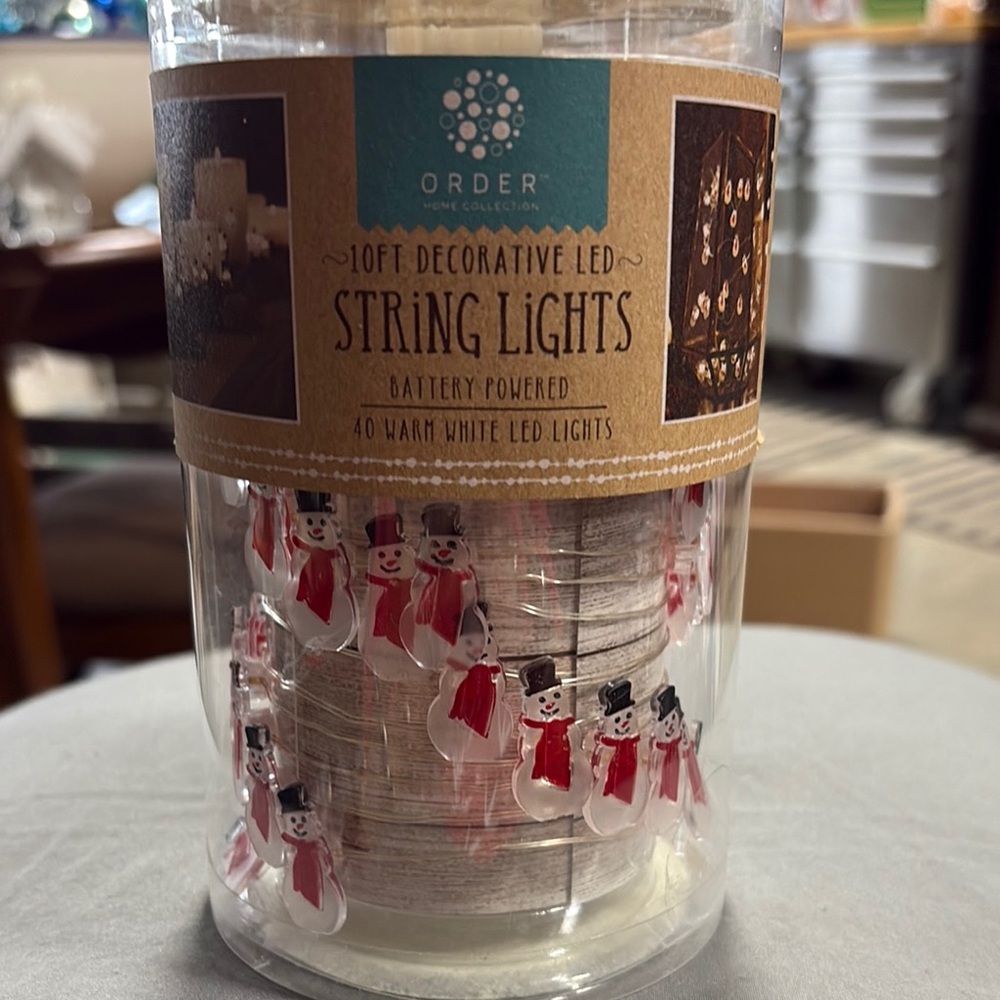 Snowman LED String Lights - Red and White